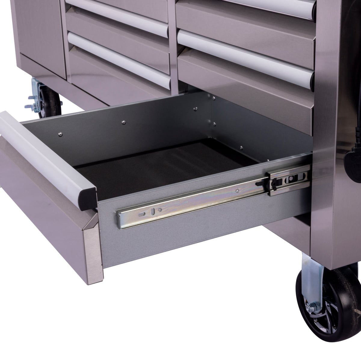 SGS 61in Stainless Steel 9 Drawer Tool Chest | Split Wooden Lift-Up Worktop